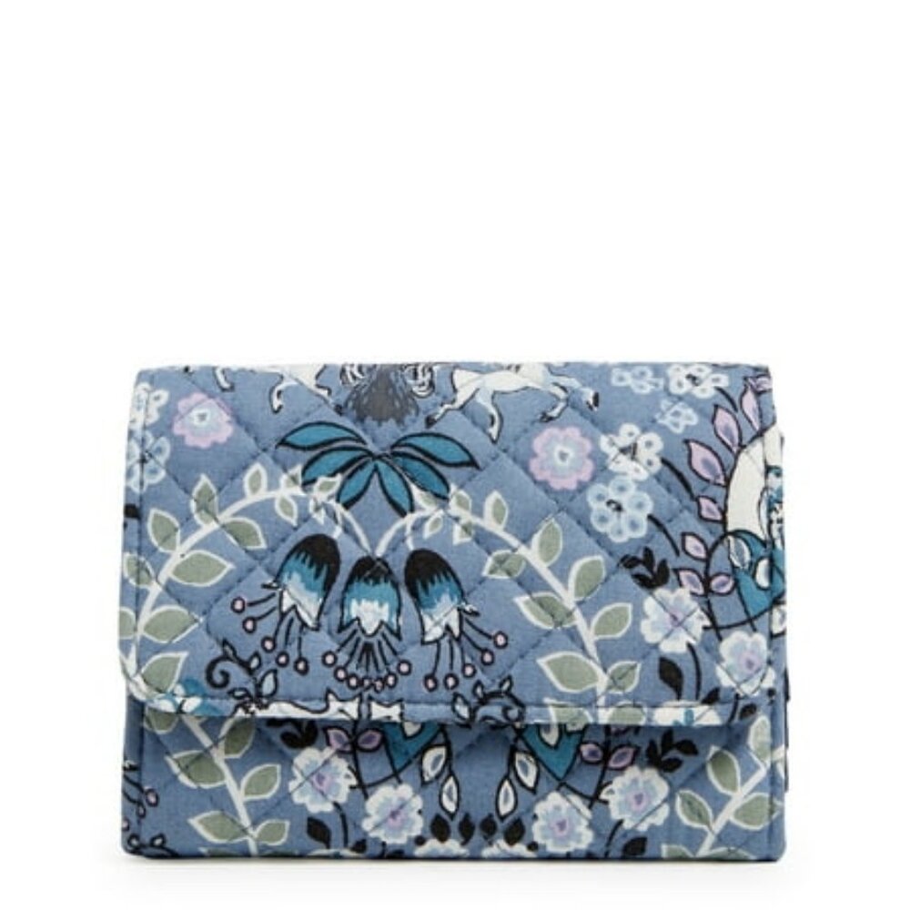 Vera Bradley RFID Riley Compact Wallet in Enchantment Blue